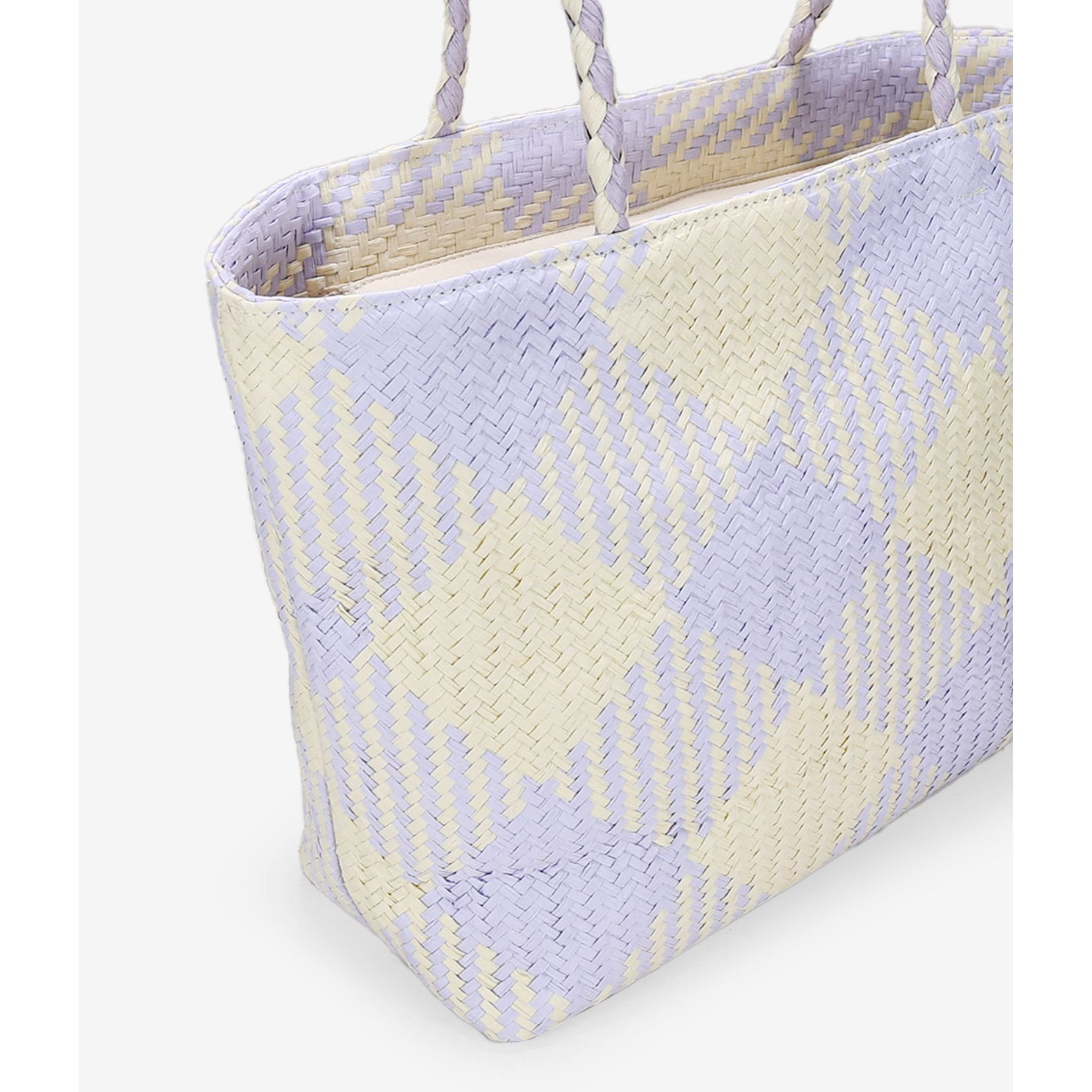 Bolso de playa tipo shopper lila y beige
