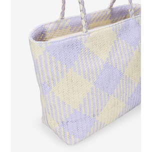 Bolso de playa tipo shopper lila y beige