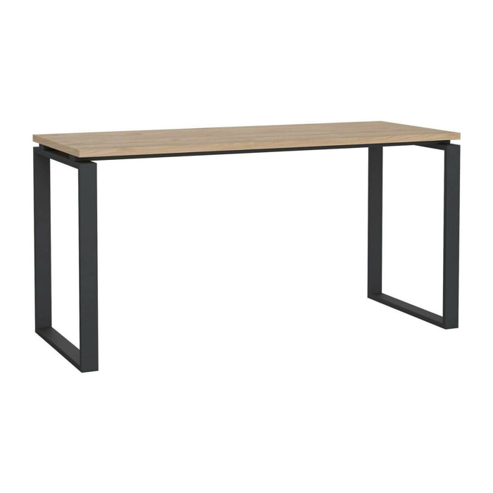 Scrivania Arignano, Scrittoio multiuso, Tavolo per ufficio porta PC, Piano di lavoro, 150x60 h76 cm, Rovere e Grigio