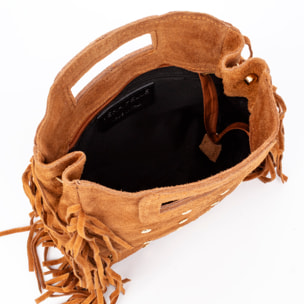 Barbata bolso bandolera mujer. Piel auténtica Gamuza con tachuelas decorativas.