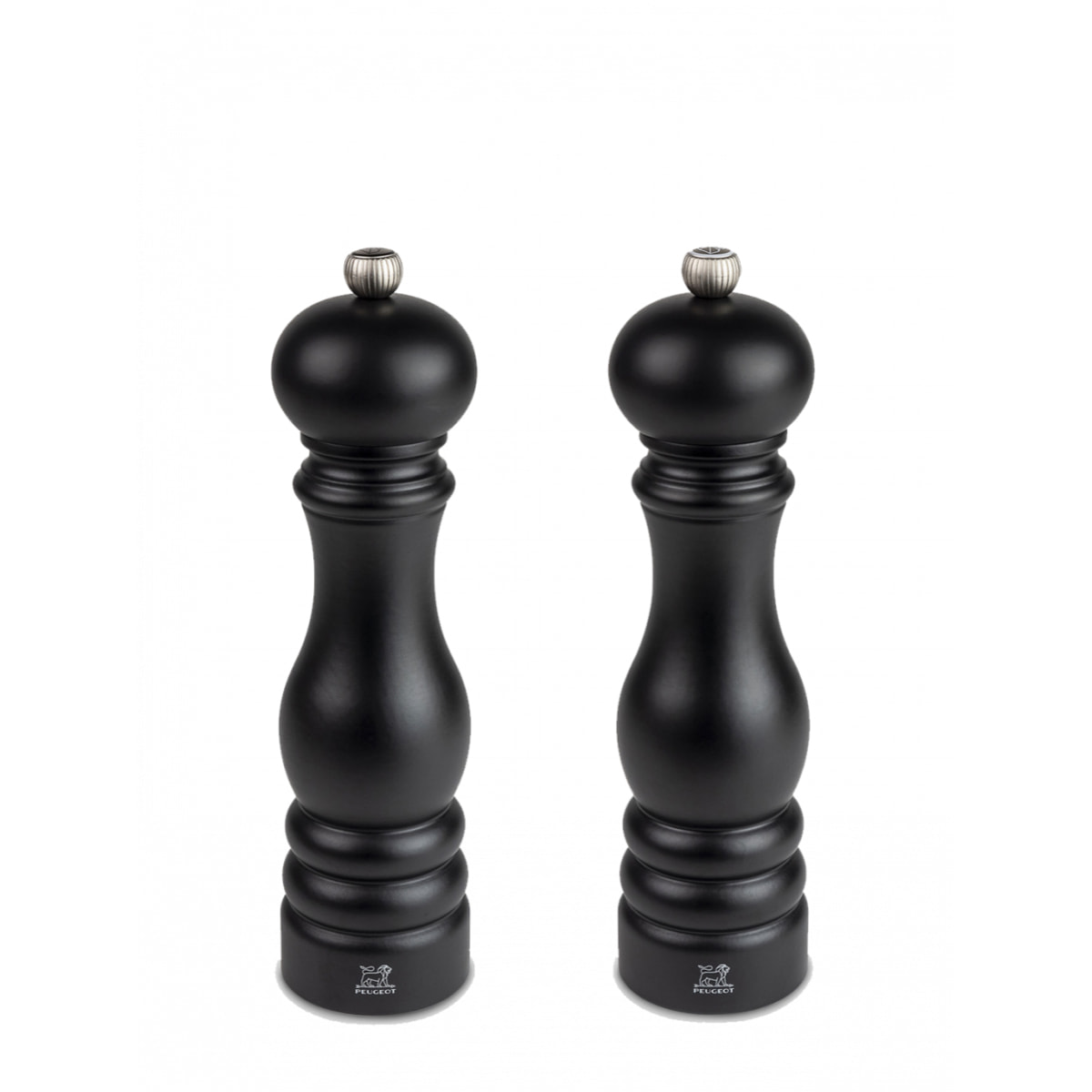 Duo de moulins à poivre et à sel manuels en bois, noir mat, 22 cm Paris