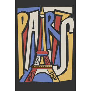 Tableau Affiche illustration tour eiffel vintage Toile imprimée