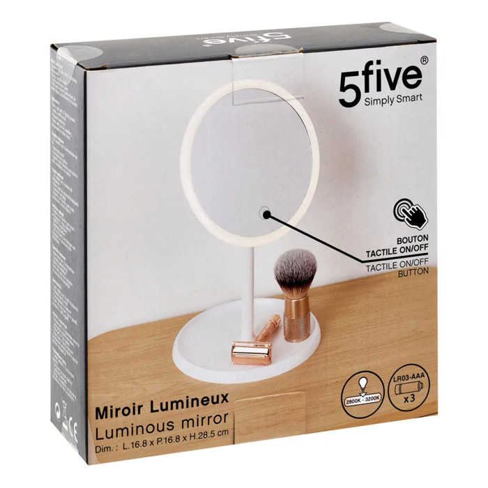 Miroir lumineux L19cm blanc