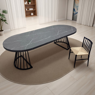 Table à manger ronde extensible Tomasucci FEAR, en MDF effet marbre gris, 110 × 110 × 76,5 cm