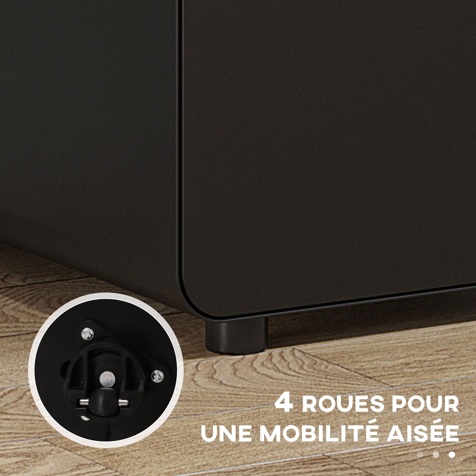 Caisson mobile 3 tiroirs - caisson bureau mobile verrouillable - acier laminé à froid noir
