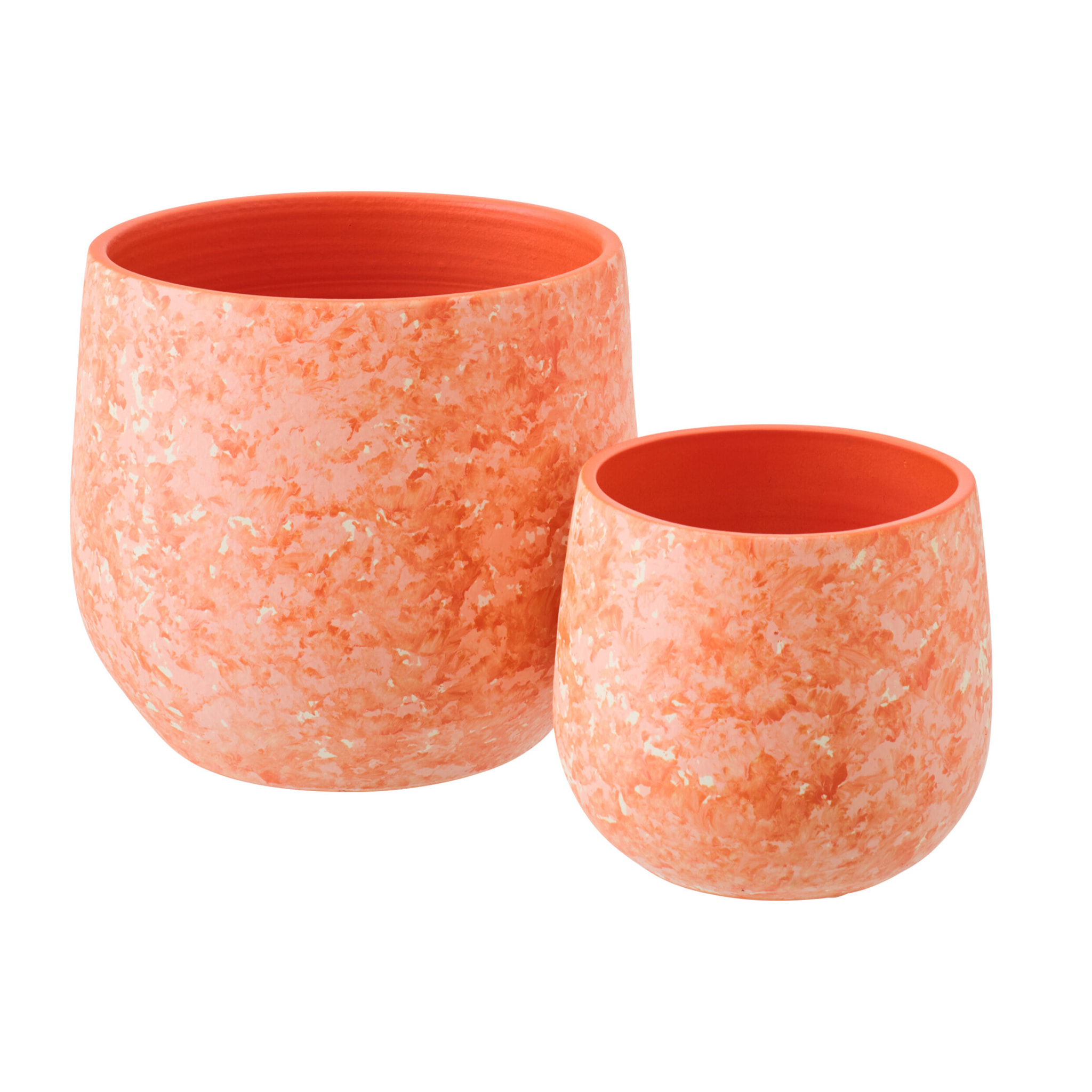 J-Line Cache-Pot - céramique - orange/blanc - large