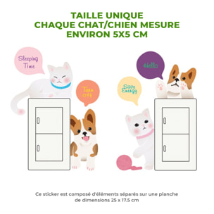Stickers Muraux décoration adhésifs Prises Chien et Chats