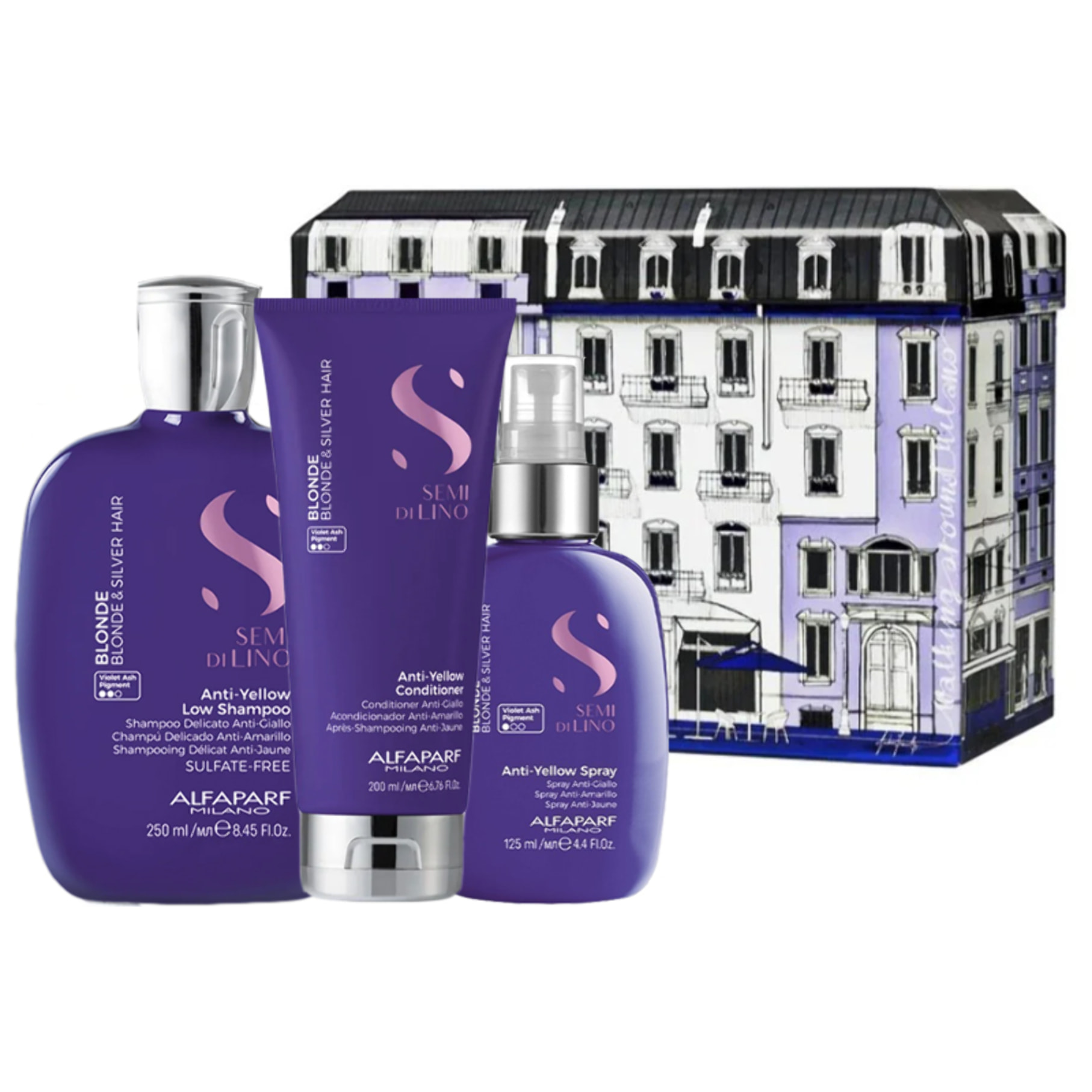 ALFAPARF MILANO Semi Di Lino Set Holiday Blonde Shampoo 250ml + Conditioner 200ml + Spray 125ml