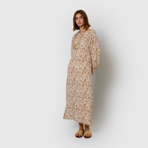 Vestido midi viscosa wulan marrón