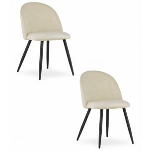 Set di 2 sedie Bello in velluto beige con gambe nere