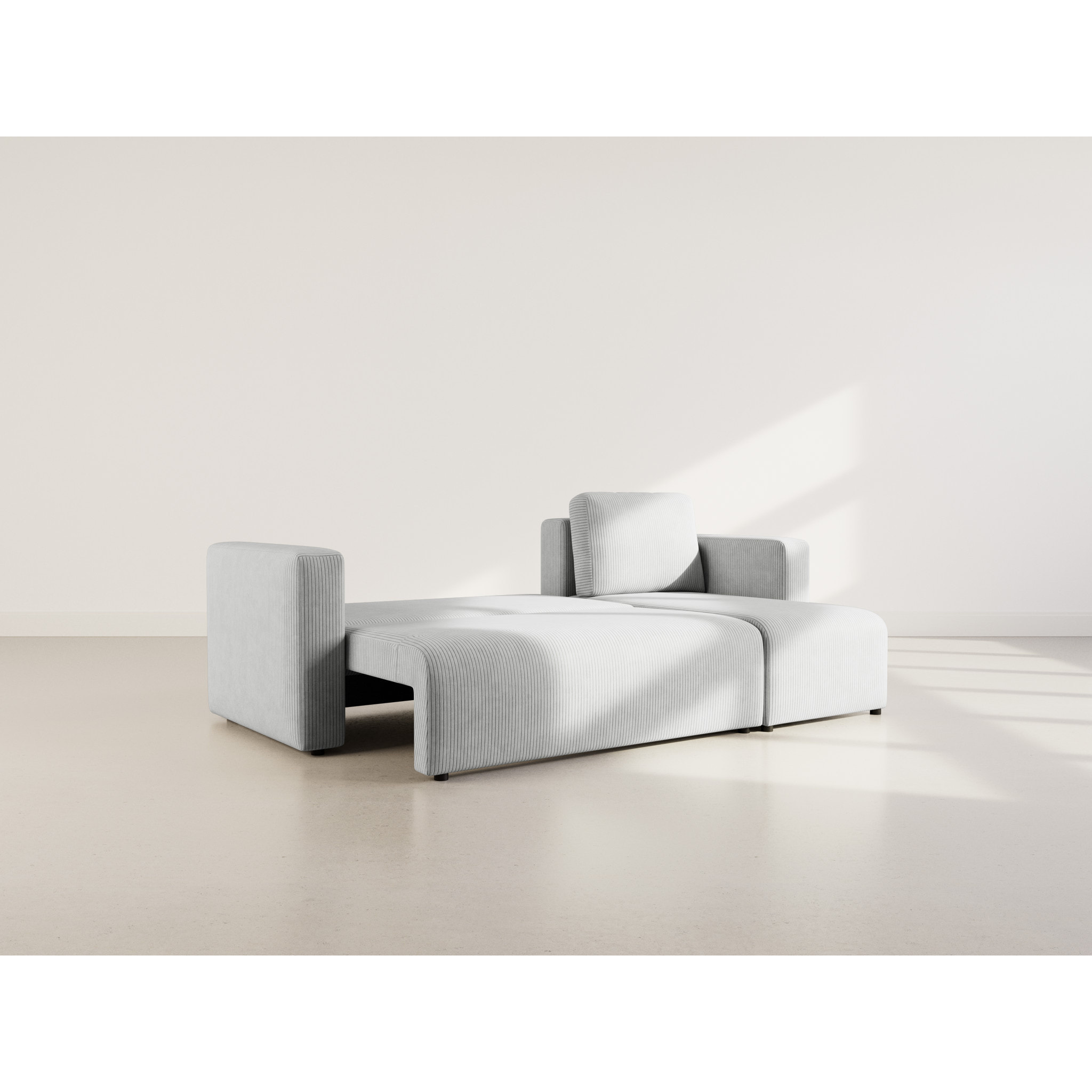 Canopy - canapé d'angle réversible 4 places convertible avec coffre en velours côtelé - Gris clair