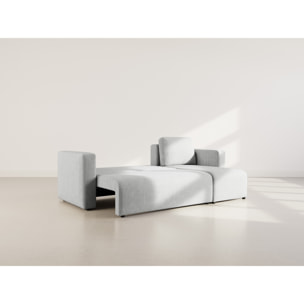 Canopy - canapé d'angle réversible 4 places convertible avec coffre en velours côtelé - Gris clair