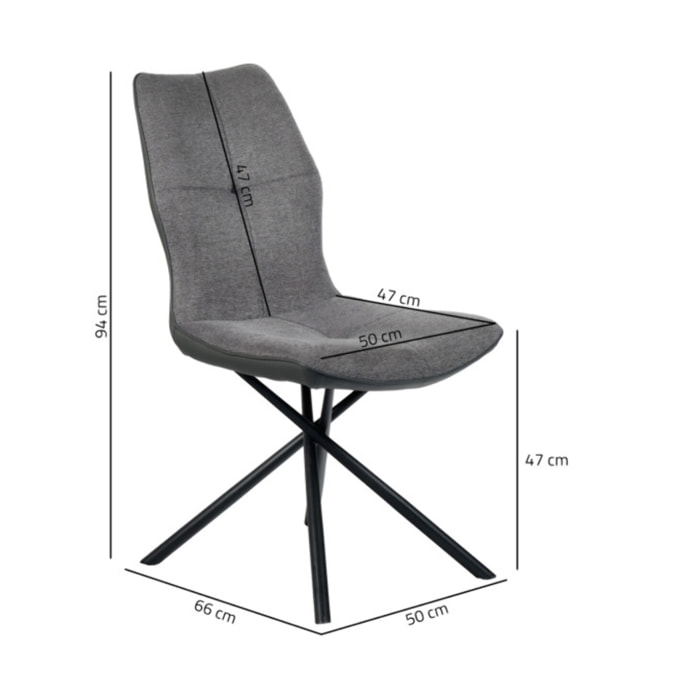 Chaise design en tissu avec piètement en métal noir - ALINE
