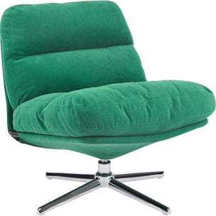 Fauteuil pivotant en velours cotelé et piètement chromé - JULIA
