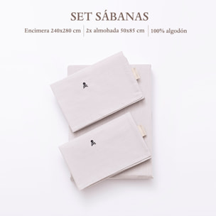 Set sábanas encimera + 2 fundas de almohada en color gris , 100% algodón scalpers home