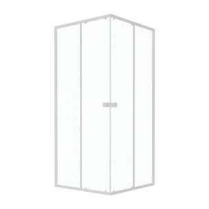 Porte de douche carrée blanc extensible 77 à 90cm de largeur - verre transparent - WHITY