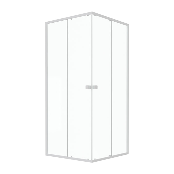 Porte de douche carrée blanc extensible 77 à 90cm de largeur - verre transparent - WHITY