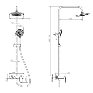 Colonne de douche avec mitigeur mécanique, Blanc/Chrome (SATSSPKP)