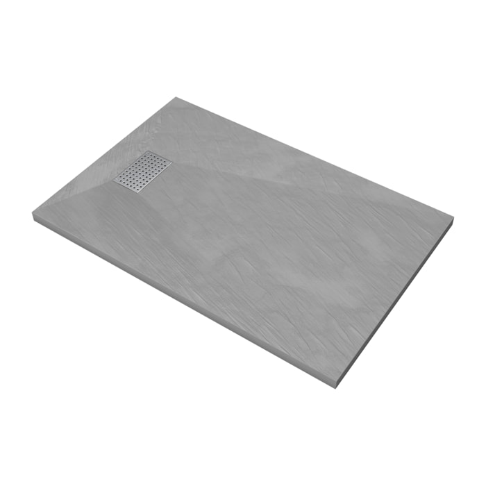 Receveur de douche Gris Effet Pierre 80x120 cm et Grille décor Perforée en Inox