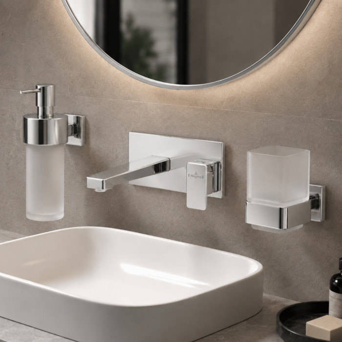 Porte-verre + Distributeur de savon VILLEROY & BOCH Elements Striking Chrome