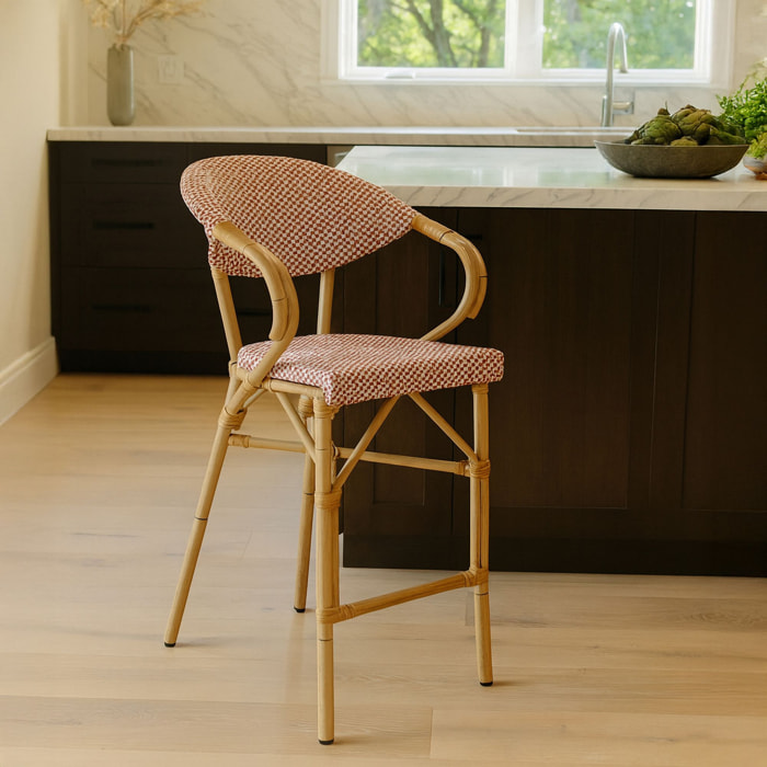 Lot de 2 fauteuils de bar en textilène rouge AMALFI