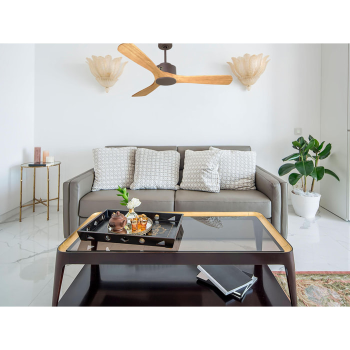 Ventilateur de plafond ø132 cm avec Wifi Réversible Hypersilence 40   W Chocolat