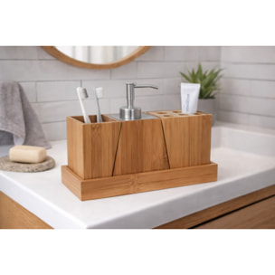 Ensemble de 3 accessoires de salle de bain Inox & Bambou MSV
