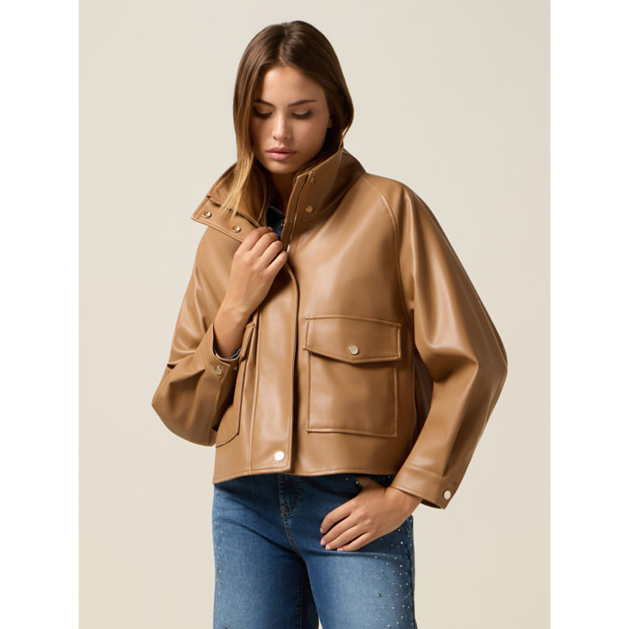 Oltre - Chaqueta corta con cuello alto - Marrón