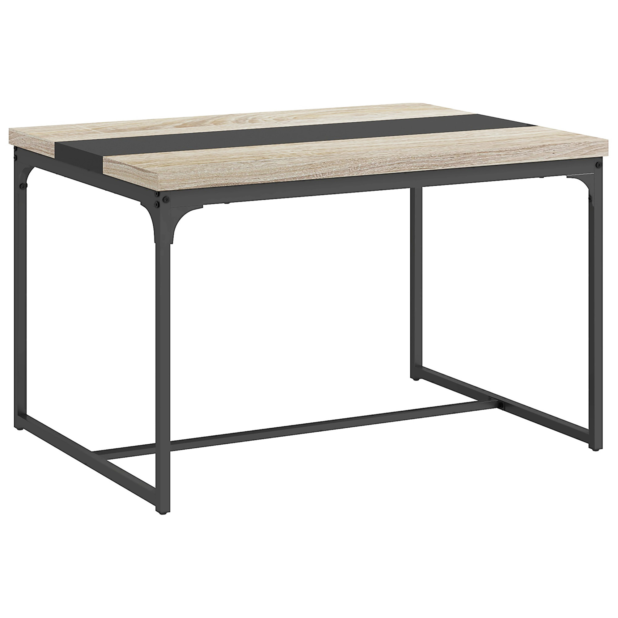 Table salle à manger 6 places - style industriel - dim. 120L x 89l x 75,5H cm - métal noir aspect bois