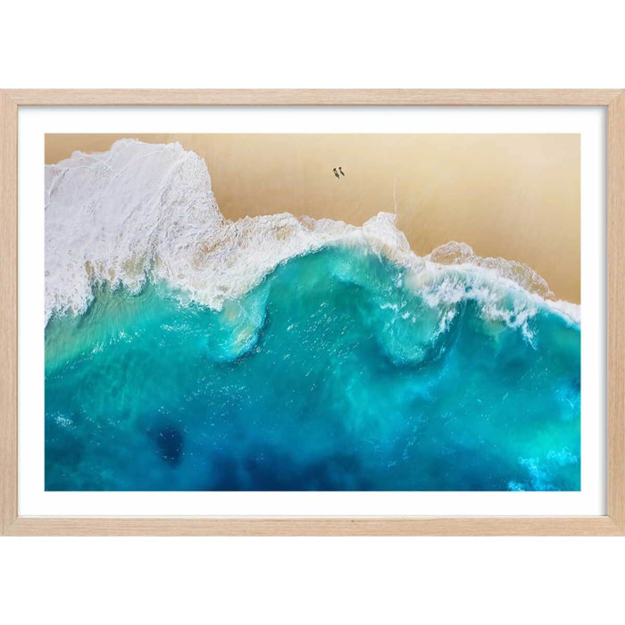 Affiche paysage kelingking bali Affiche + cadre en bois - Chêne