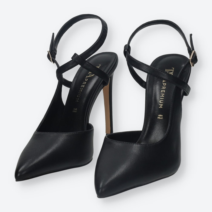 Décolleté sling back Donna Tata Italia Nero