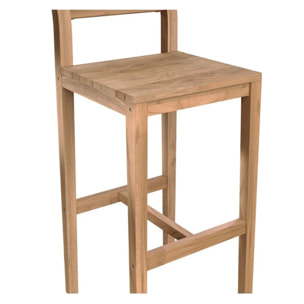 Lot de 2 chaises de bar extérieur 74 cm en bois de teck massif - Tunga