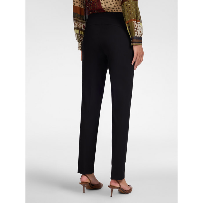 Elena Mirò - Pantaloni slim in punto milano - Nero