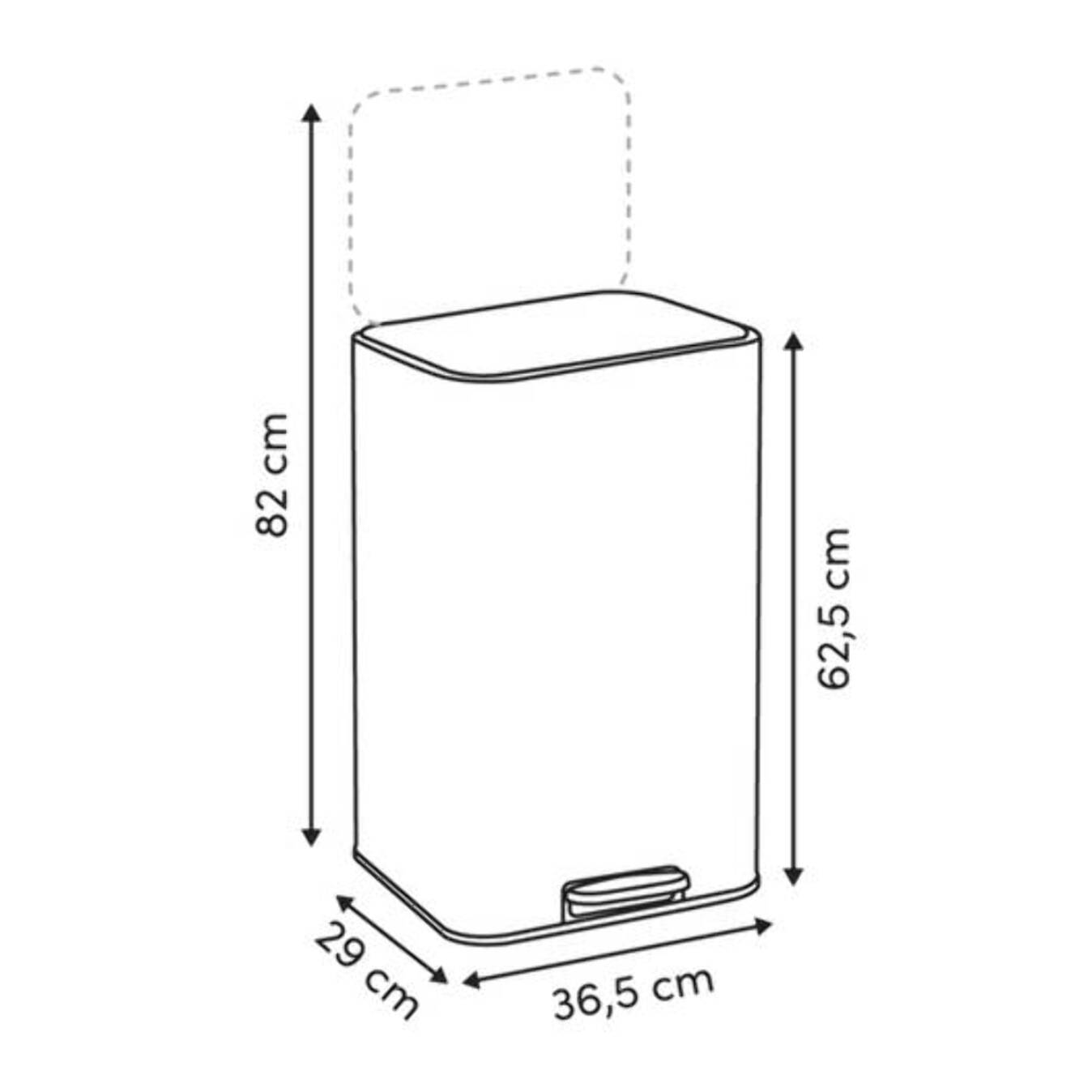 Poubelle rectangulaire à pédale Delta 30L carbone