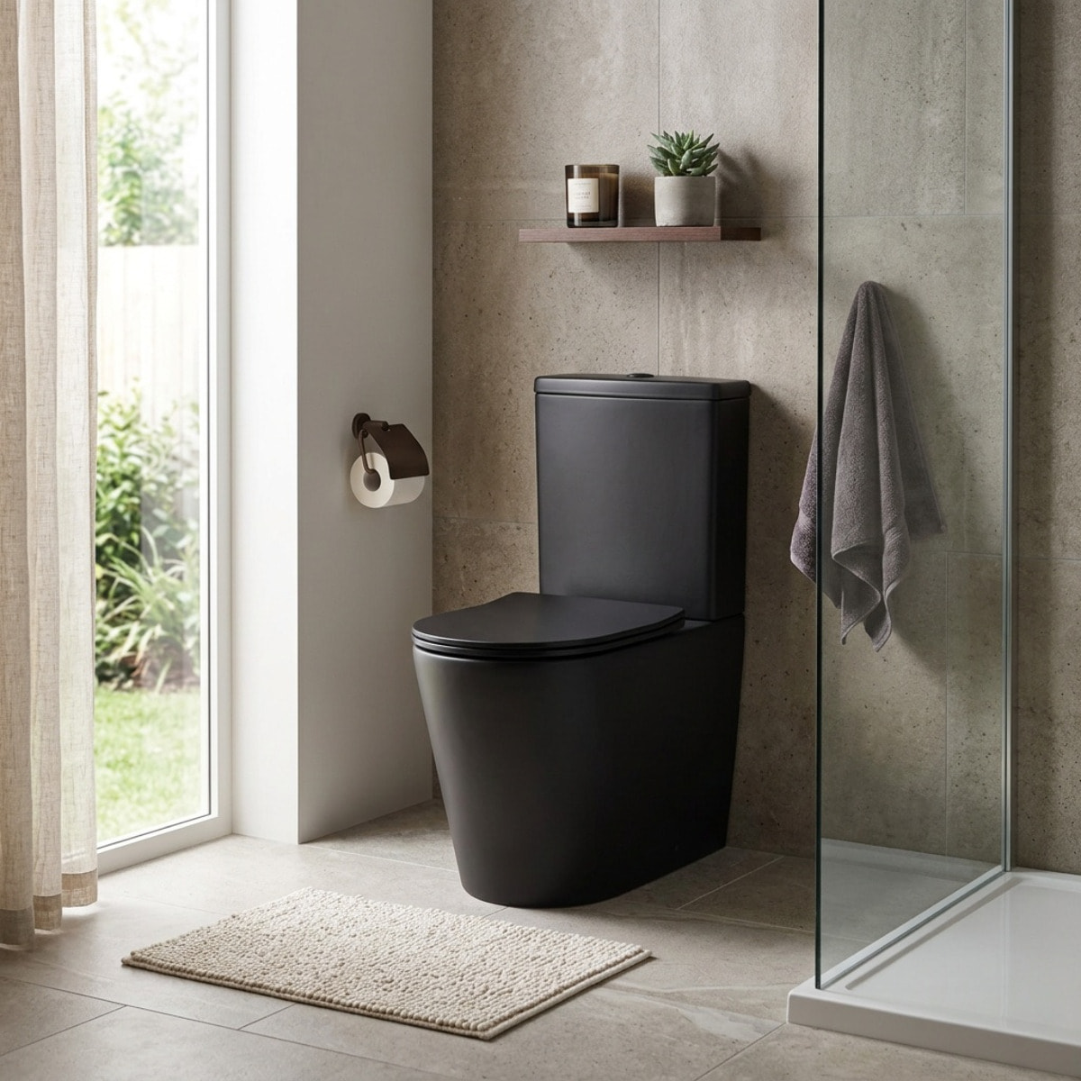Brevis WC à poser sans bride + abattant softclose, noir mat (SATBRE031RREXVPBKM)