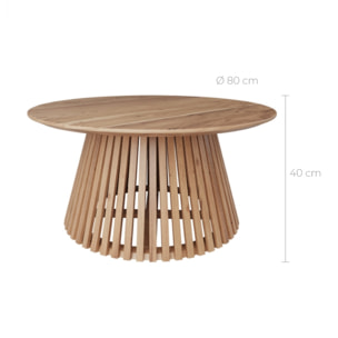 Table basse ronde en bois clair d'acacia D80 cm - Képès