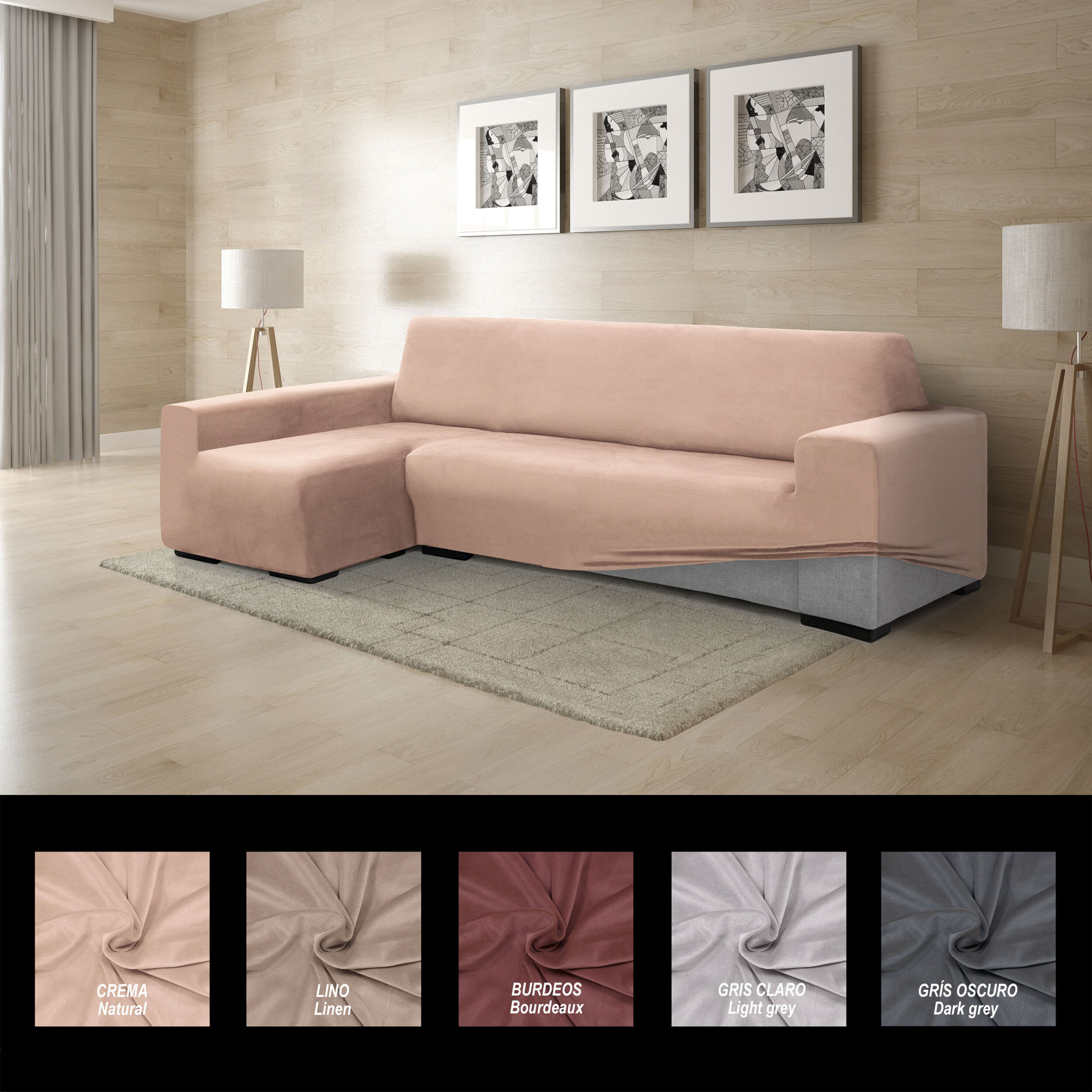 Funda TERCIOPELO ANTI MANCHAS Multi elástica para CHAISE LONGUE modelo VERONICA