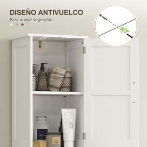 Armario Alto de Baño Estrecho con 2 Puertas 1 Cajón y 2 Estantes Ajustables Columna de Baño Estilo Rústico para Salón Aseo Cocina 40x30x170 cm Blanco