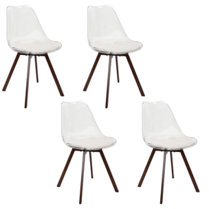 Chaise Transparente Coussin Cotele Scott Beige - Lot De 4