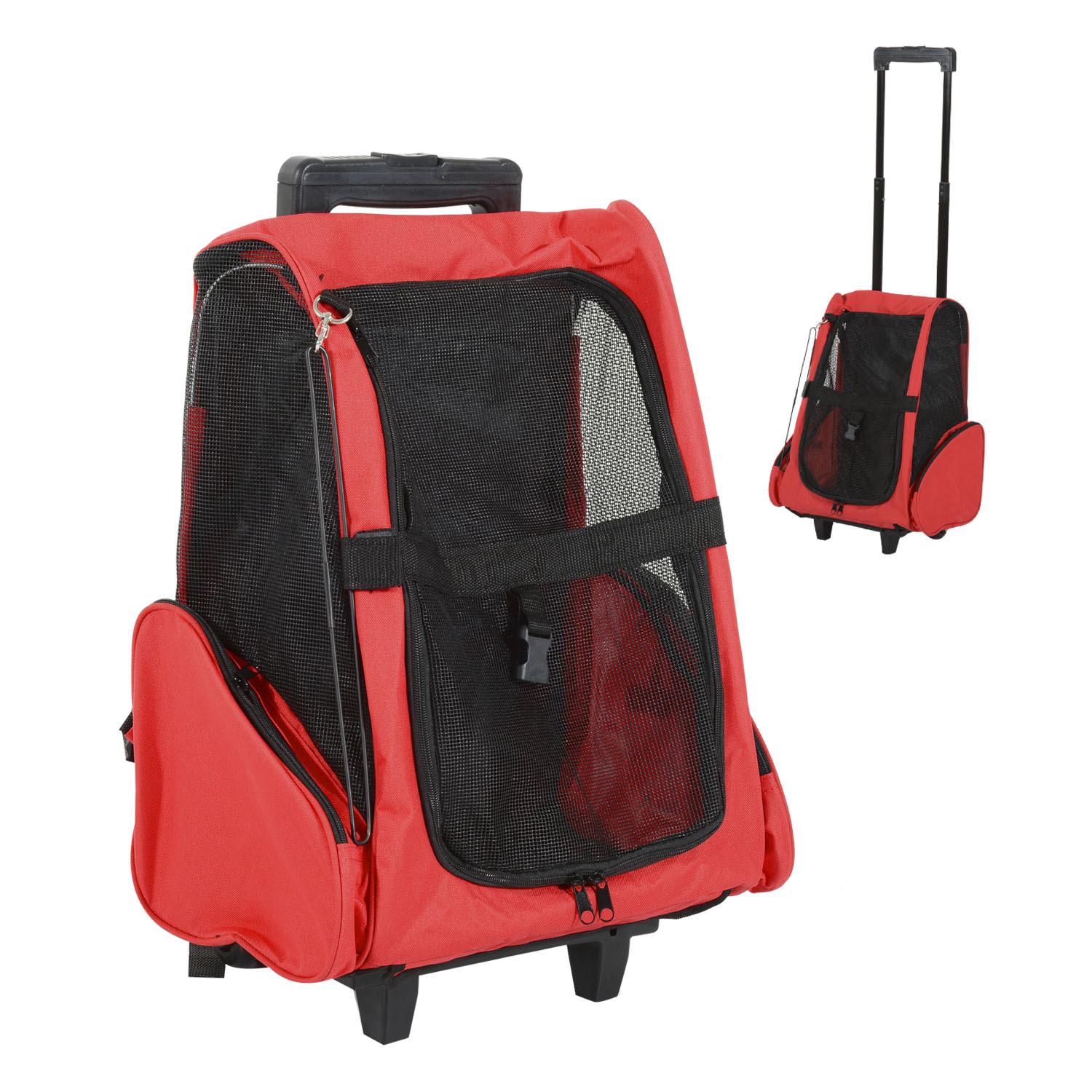 Transportin Carrito para Perro de Oxford 36x30x49 cm Rojo