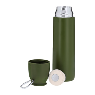 Set de termo con taza en Acero Inox Reciclado. Termo de 500 ml de capacidad y de doble pared con taza de 120ml.