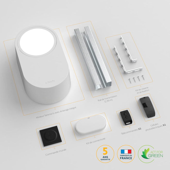 Motorisation porte de garage Serenia 1100 io Connect - Pilotable à distance avec smartphone et assistants vocaux