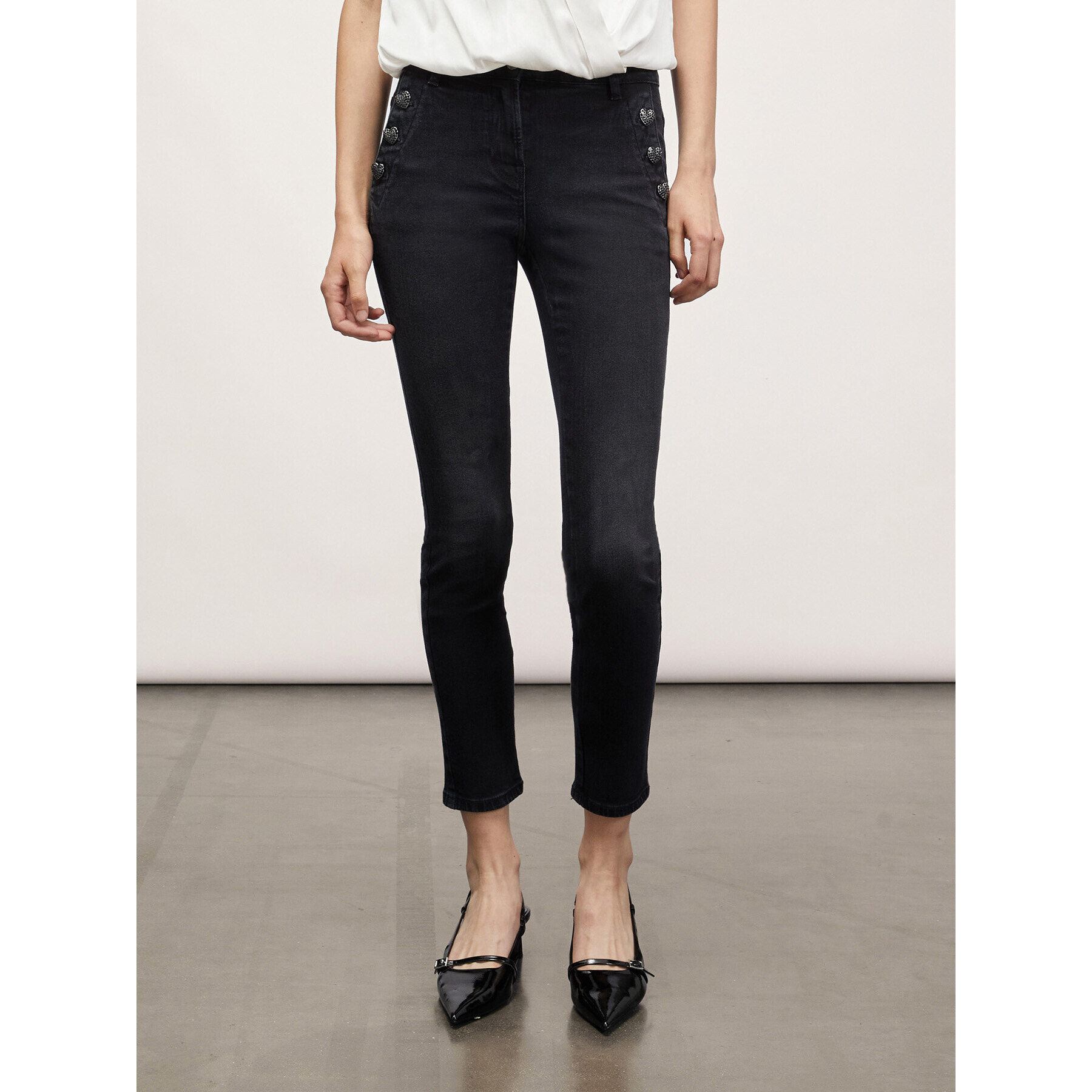 Motivi - Vaqueros skinny con detalle de botones - Negro