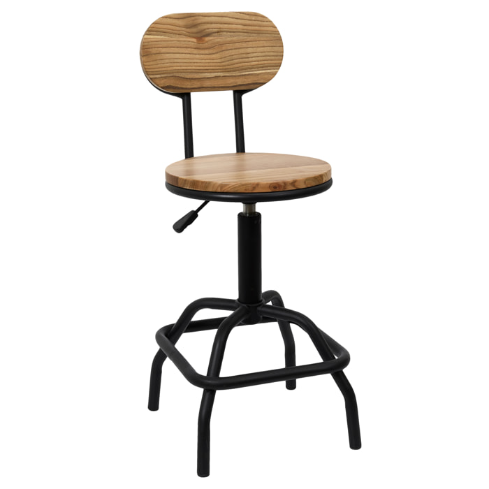 Chaise De Bar Reglable Bois Brut Ace