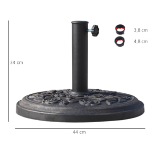 Pied de parasol résine 12 kg - pour mât de Ø 38/48 mm - Ø 44 x 34H cm - bronze