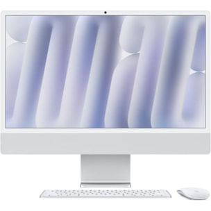Ordinateur Apple IMAC 24" Ecran Retina 4,5K Puce M4 CPU 10 / GPU 10 coeurs Mémoire RAM 16Go Stockage 256Go SSD Argent