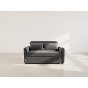 Ernest - Canapé droit 2 places convertible en velours côtelé - Gris