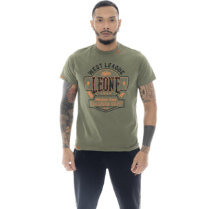 T-shirt da uomo a manica corta in cotone Leone Military 1947