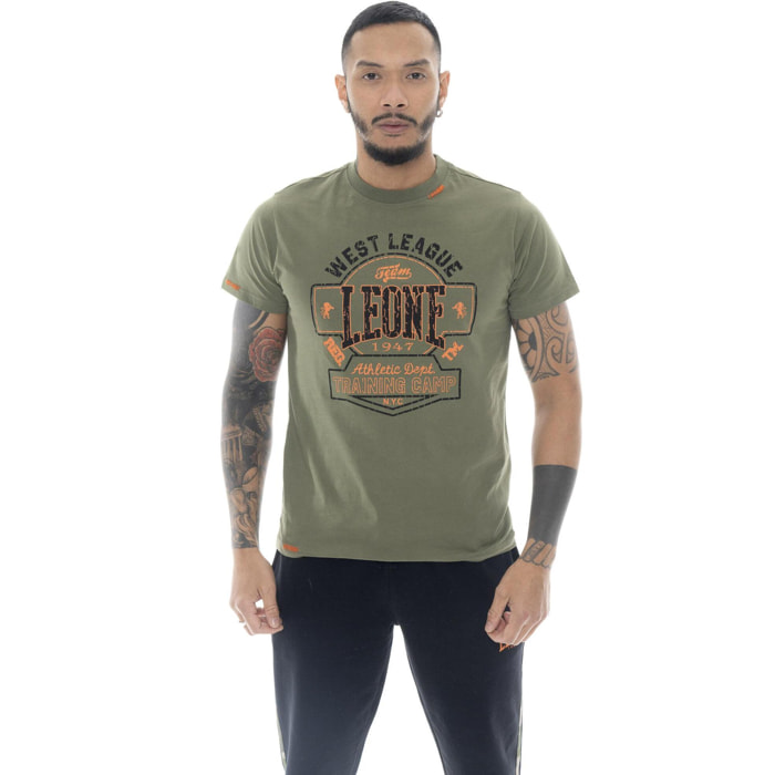 T-shirt da uomo a manica corta in cotone Leone Military 1947