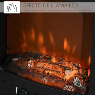 Chimenea Eléctrica Portátil de 900/1800W con Efecto de Llama Termostato Ajustable y Protección Sobrecalentamiento hasta 20 m² 39x26x54,8 cm Negro